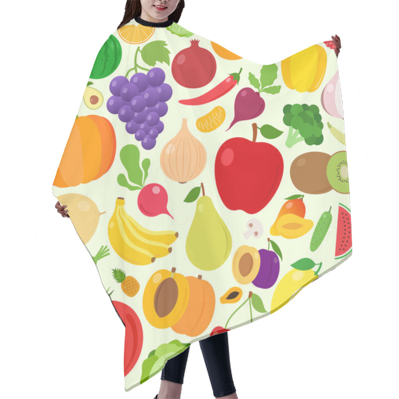 Personality  Fruits And Vegetables Seamless Pattern Hair Cutting Cape