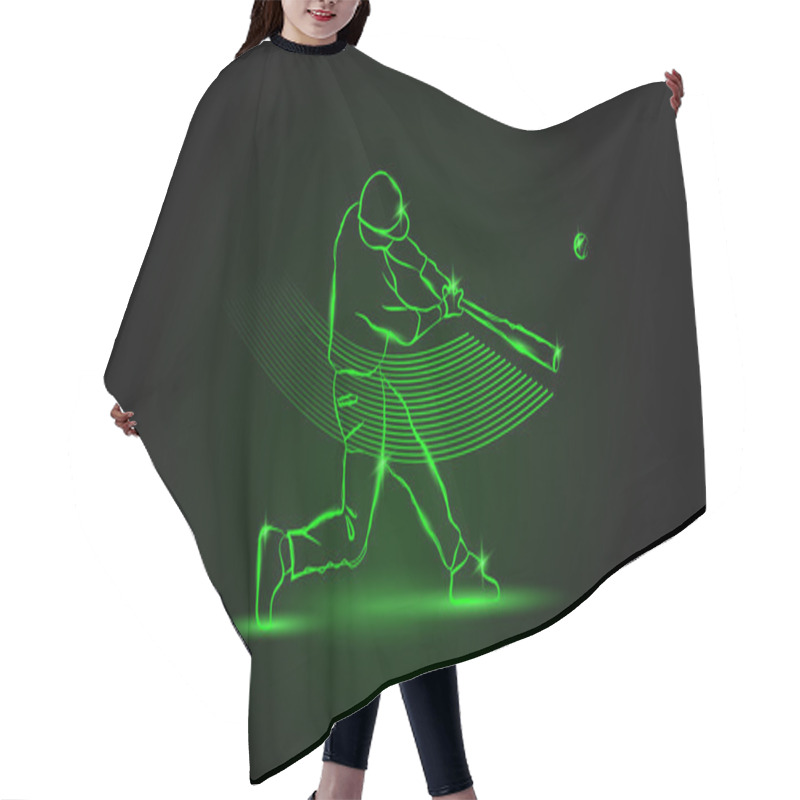 Personality  Baseball. The Player Hit The Ball. Neon Style Hair Cutting Cape