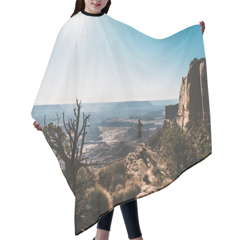 Personality  Young Man With Magnificent View Of Canyonlands, Utah, USA. Hair Cutting Cape