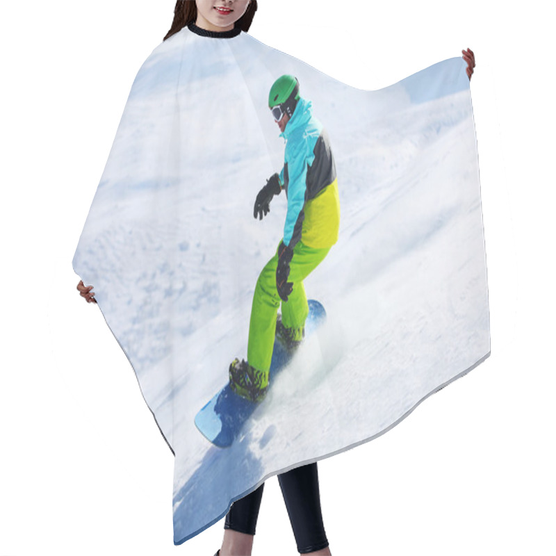 Personality  Snowboarder Sliding Down A Slope On A Sunny Day Hair Cutting Cape