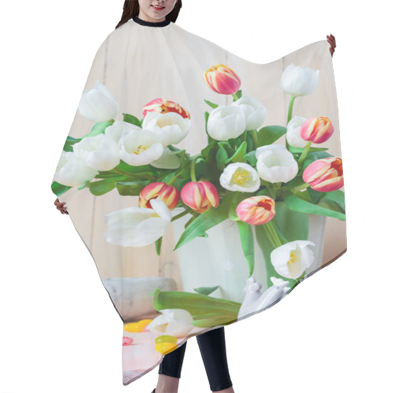 Personality  Easter Still Life Bouquet Spring Tulips Hair Cutting Cape