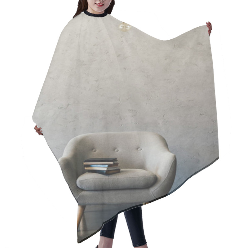 Personality  Grey Armchair In Empty Room  Hair Cutting Cape