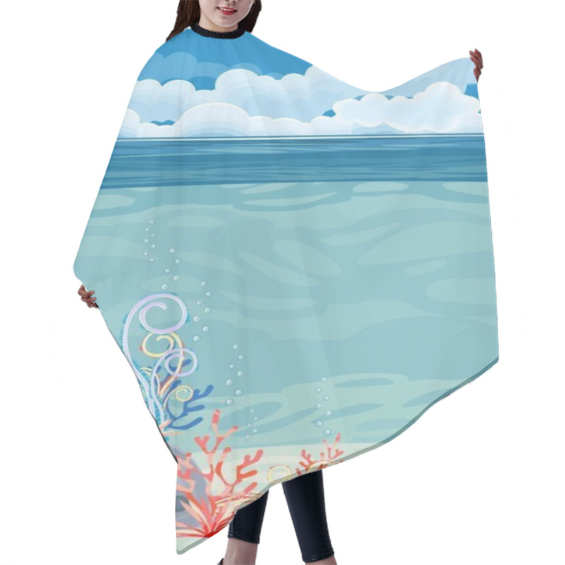 Personality  Underwater Landscape Background Hair Cutting Cape