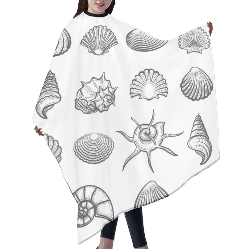 Personality  Hand Drawn Sea Shell Set Hair Cutting Cape