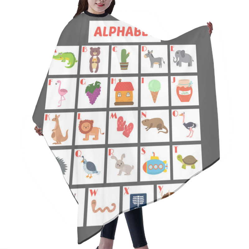 Personality  Children Alphabet With Cute Cartoon Animals And Other Funny Elem Hair Cutting Cape