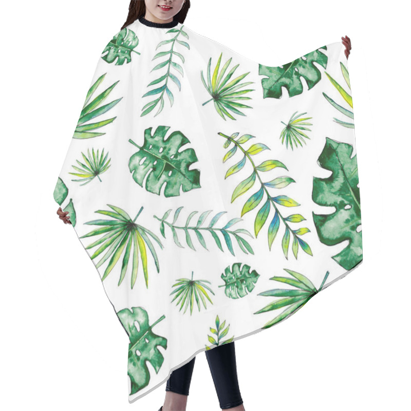 Personality  Tropical Seamless Pattern With Palm Leaves, Monstera, Banana Leaves And Other Exotic Leaves. Perfect For Scrapbooking And Gift Wrapping, Also Suitable For Prints On Clothes. Hair Cutting Cape