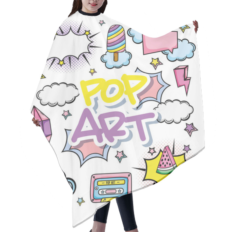 Personality  Pop Art Cartoons Collection Vector Illustration Graphic Design Hair Cutting Cape