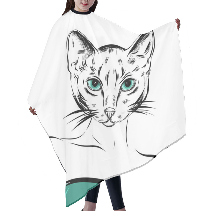 Personality  Cat Girl Dressed Up In Party Dress Animal Illustration. Vector Hair Cutting Cape