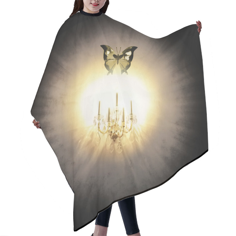 Personality  Crystal Candle Light, Isolated On Black Hair Cutting Cape