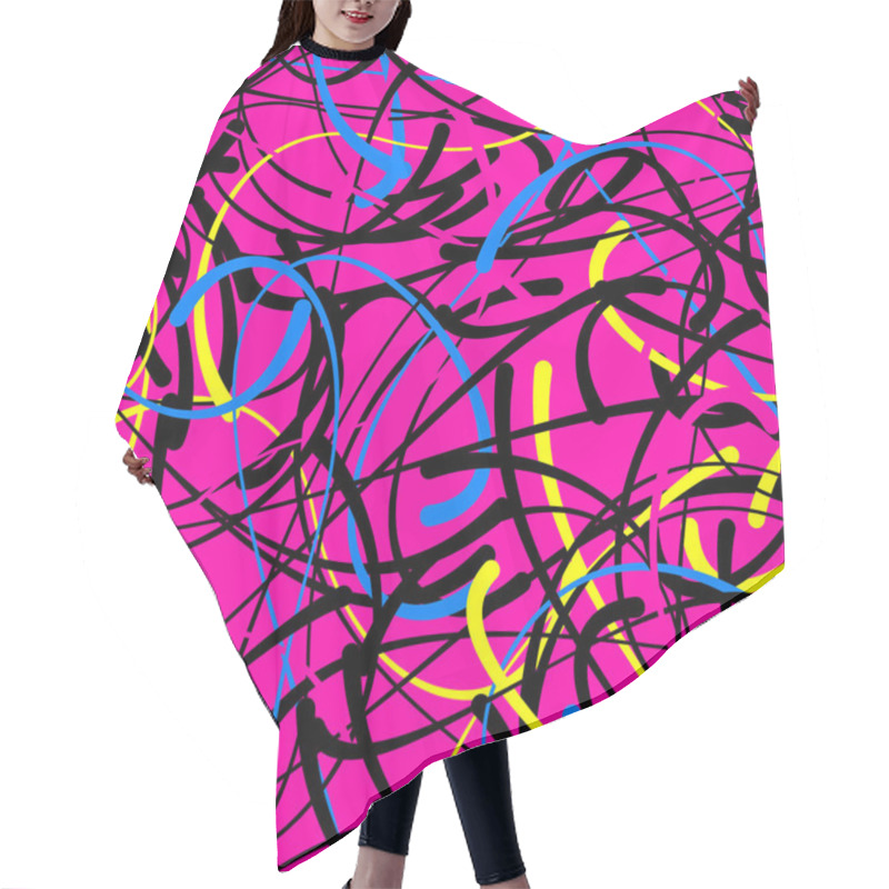 Personality  Blob Doodle Curves Vector Seamless Pattern, Hair Cutting Cape