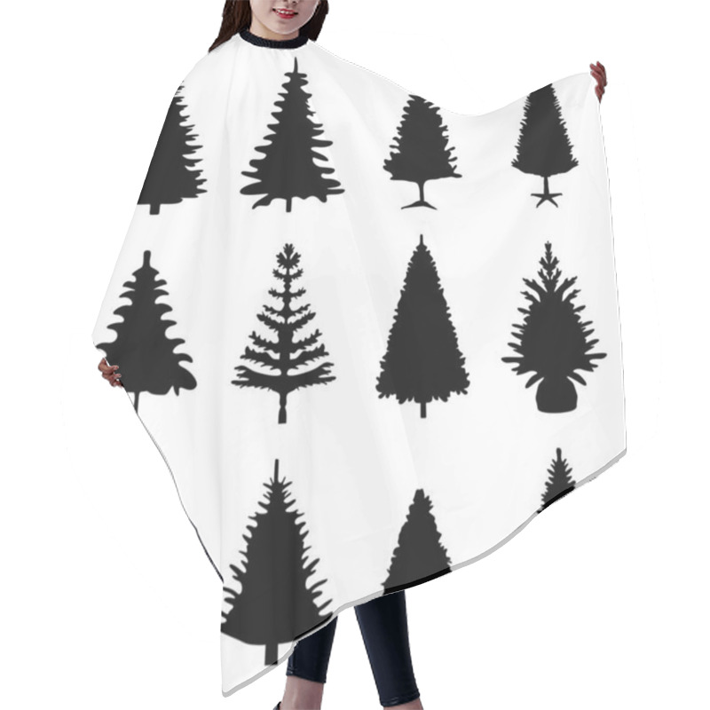 Personality  Christmas Tree Silhouettes, Christmas Tree Silhouette Collection. Hair Cutting Cape