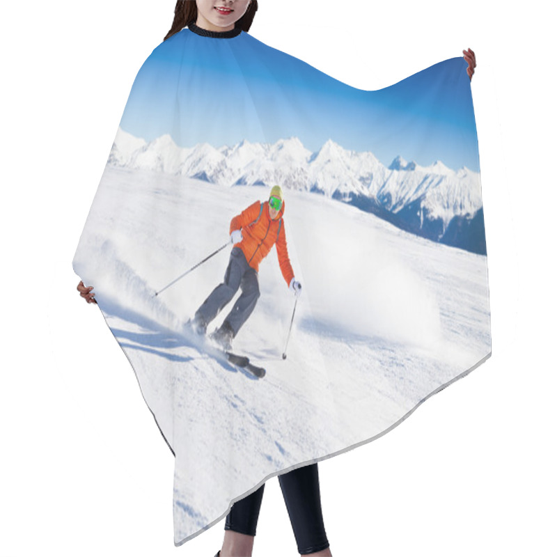 Personality  Skier In Mask Slides Fast Hair Cutting Cape