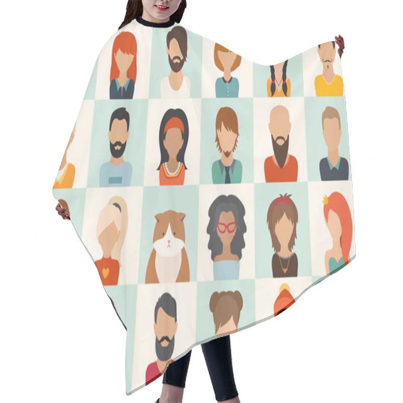 Personality  Women And Men Icons Set Hair Cutting Cape