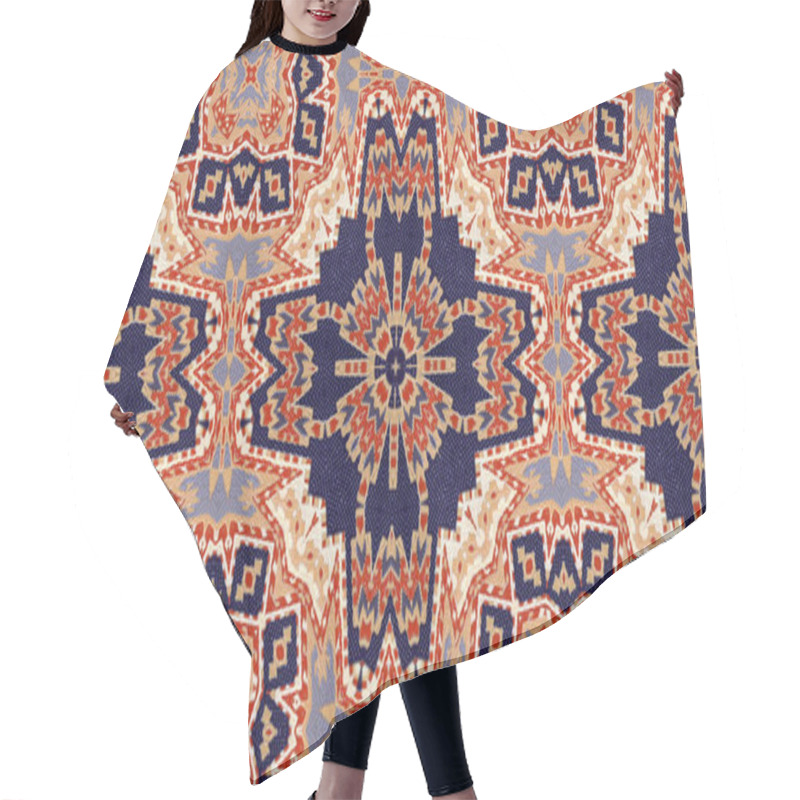 Personality  Abstract Ethnic Authentic Symmetric Pattern Ornamental Decorative Kaleidoscope Movement Geometric Circle And Star Shape Hair Cutting Cape