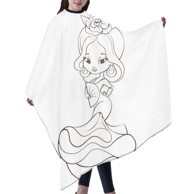 Personality  Latin Spanish Cute Chibi Cartoon Girl Hair Cutting Cape