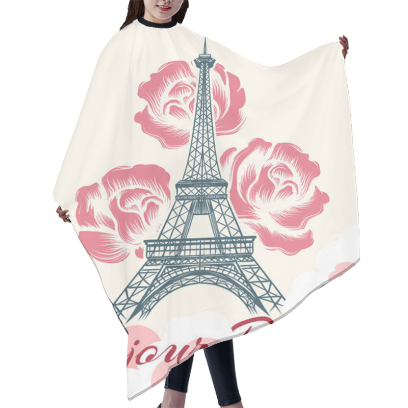 Personality  Bonjour Or Hello Paris Retro Poster Hair Cutting Cape