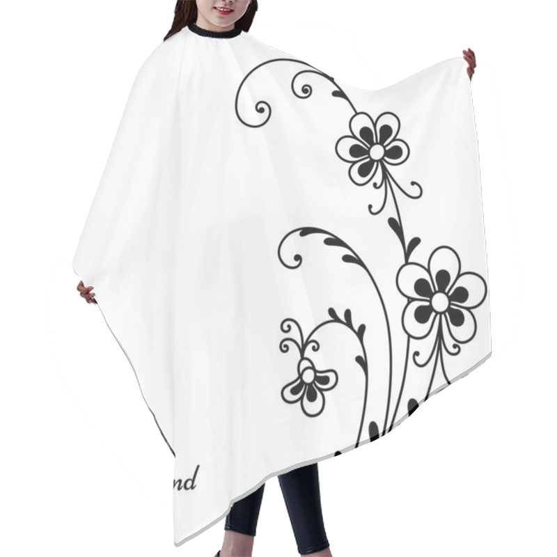 Personality  Black Flowers On White Hair Cutting Cape