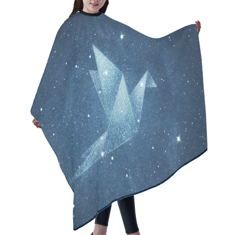 Personality  Stars In Origami Bird Shape Over Blue Night Sky Background Hair Cutting Cape