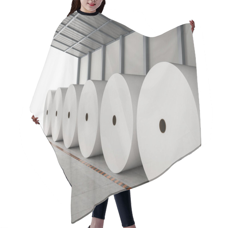 Personality  3d Rendering White Paper Roll In Factory Hair Cutting Cape