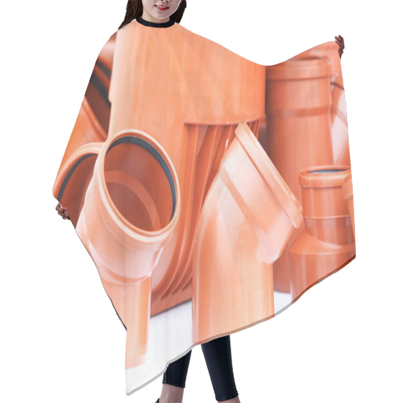 Personality  Orange Pieces- Drain Pipes Pvc On White Background Hair Cutting Cape