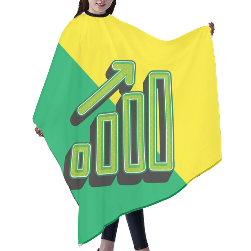 Personality  Bars Graphic Up Hand Drawn Symbol Green And Yellow Modern 3d Vector Icon Logo Hair Cutting Cape