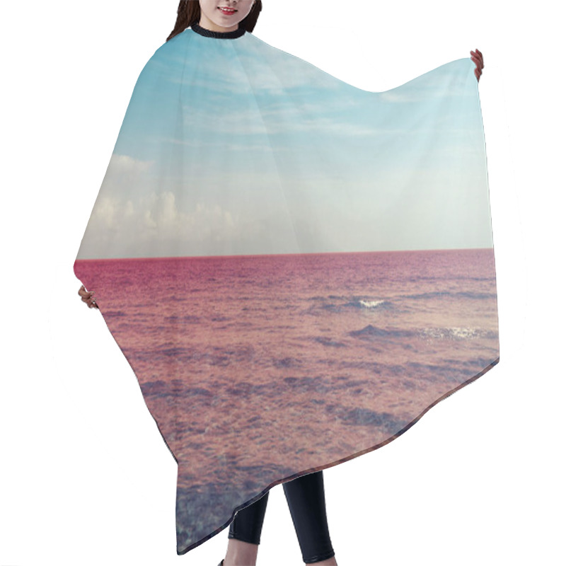 Personality  Untypical View Of Red Bloody Sea And Blue Sky, Surrealism  Hair Cutting Cape