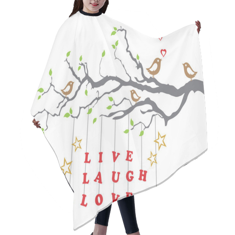 Personality  Love Birds On A Tree Branch With Live Laugh Love Hair Cutting Cape