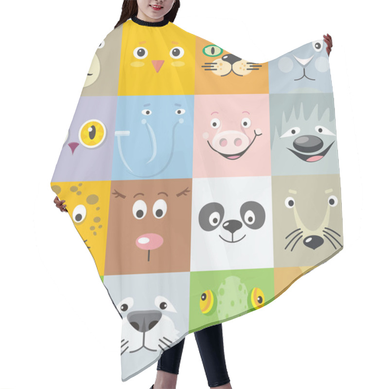 Personality  Set Of Animal Faces Flat Style Vector Illustration Hair Cutting Cape