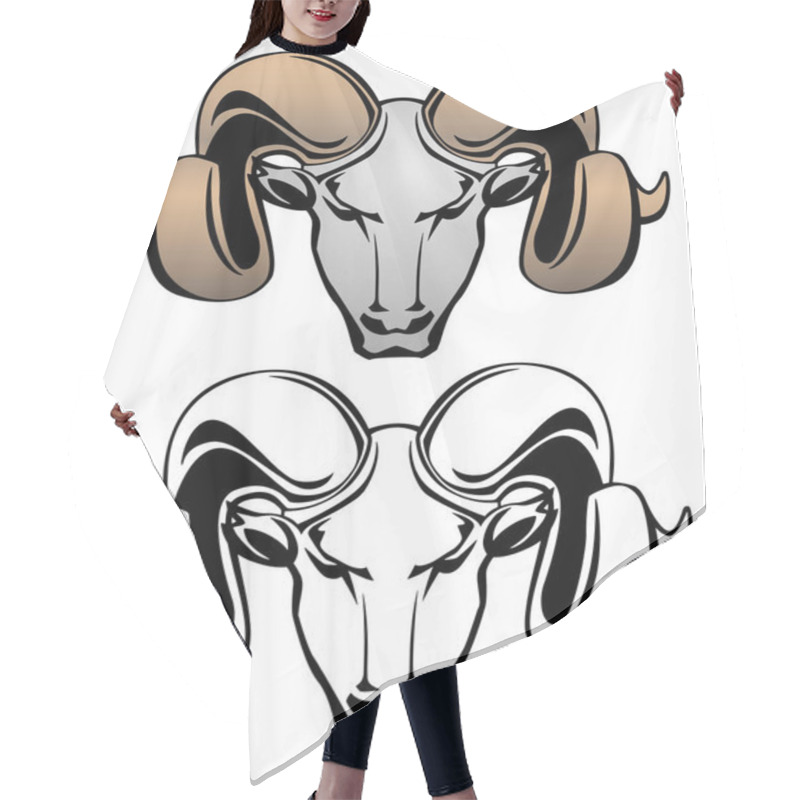 Personality  Ram Head Vector Graphic Illustration Hair Cutting Cape