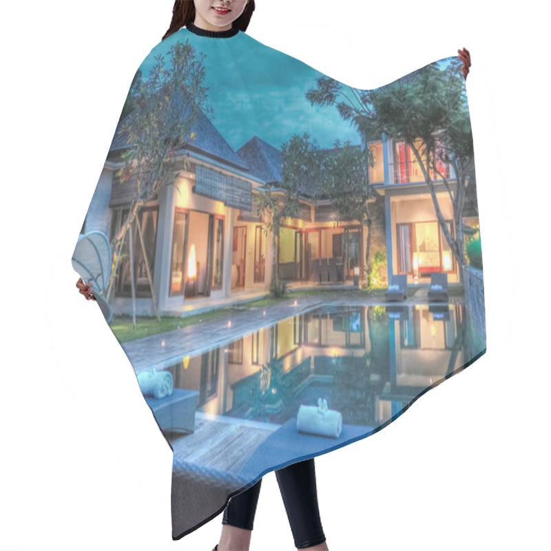 Personality  Luxury Tropical Villa And Garden With Swimming Pool Hair Cutting Cape