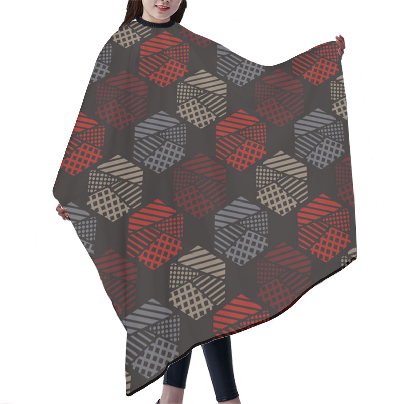 Personality  Seamless Abstract Geometric Pattern. The Shapes Of Hexagons. Texture Stripes, Checks, Dots. Textile Rapport. Hair Cutting Cape