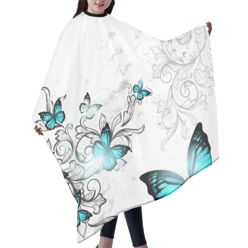 Personality  Elegant Background With Butterflies And Ornament Hair Cutting Cape