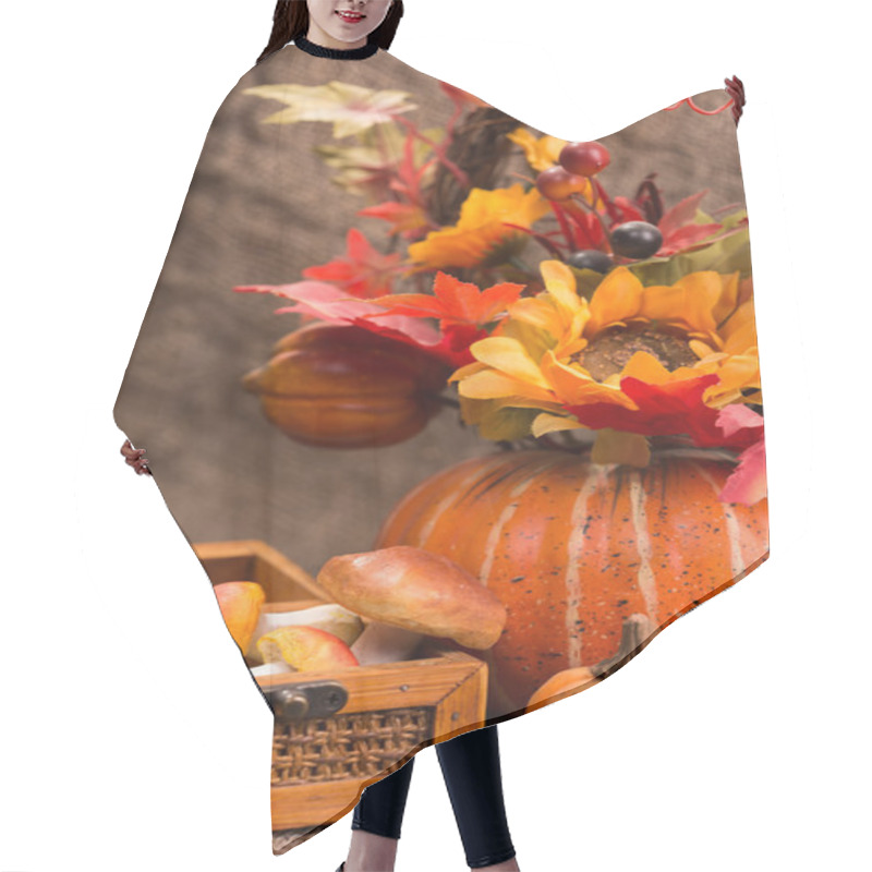 Personality  Still Life Autumn Harvest, Pumpkins And Mushrooms Hair Cutting Cape