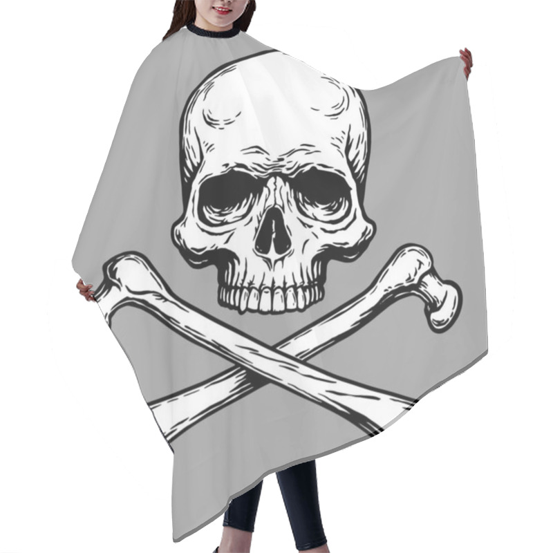 Personality  Jolly Roger Pirate Skull Head And Crossed Bones Symbol. Hair Cutting Cape