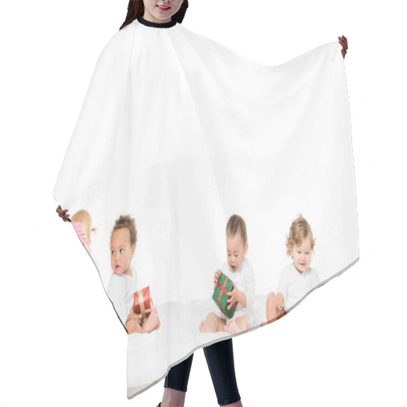 Personality  Multiethnic Toddlers With Wrapped Gifts Hair Cutting Cape