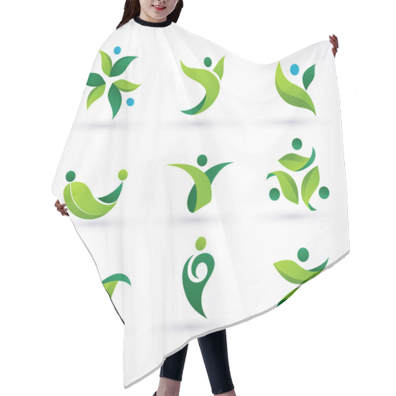 Personality  Vector Green Ecology Icons Hair Cutting Cape