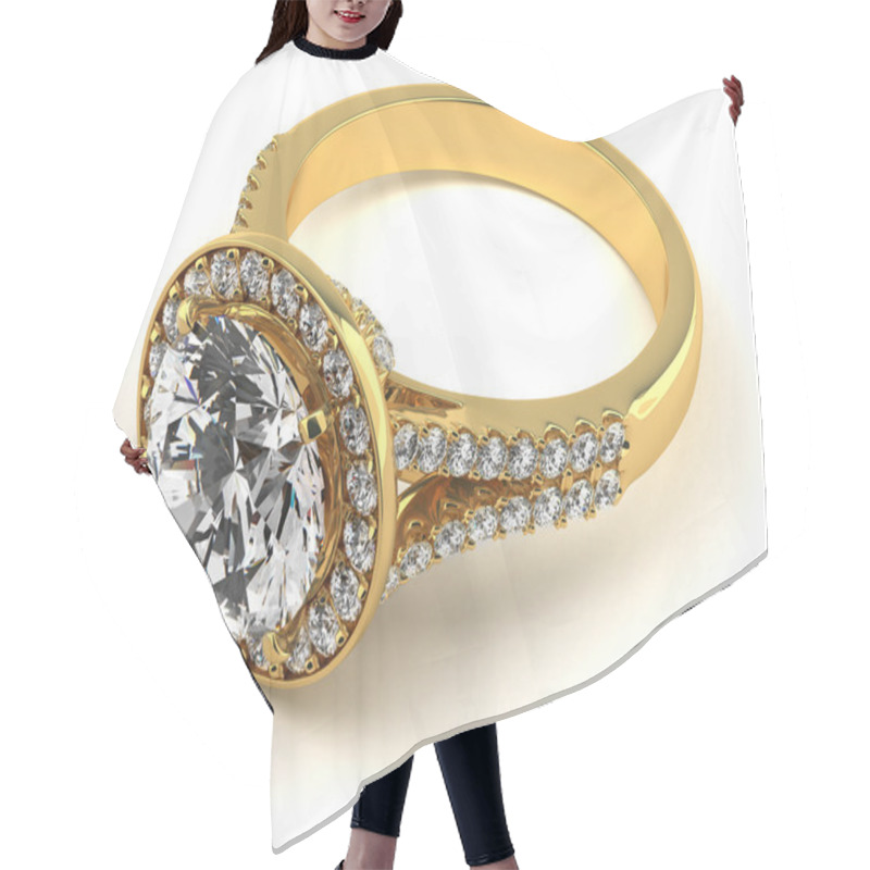 Personality  Diamond Ring On Black Hair Cutting Cape