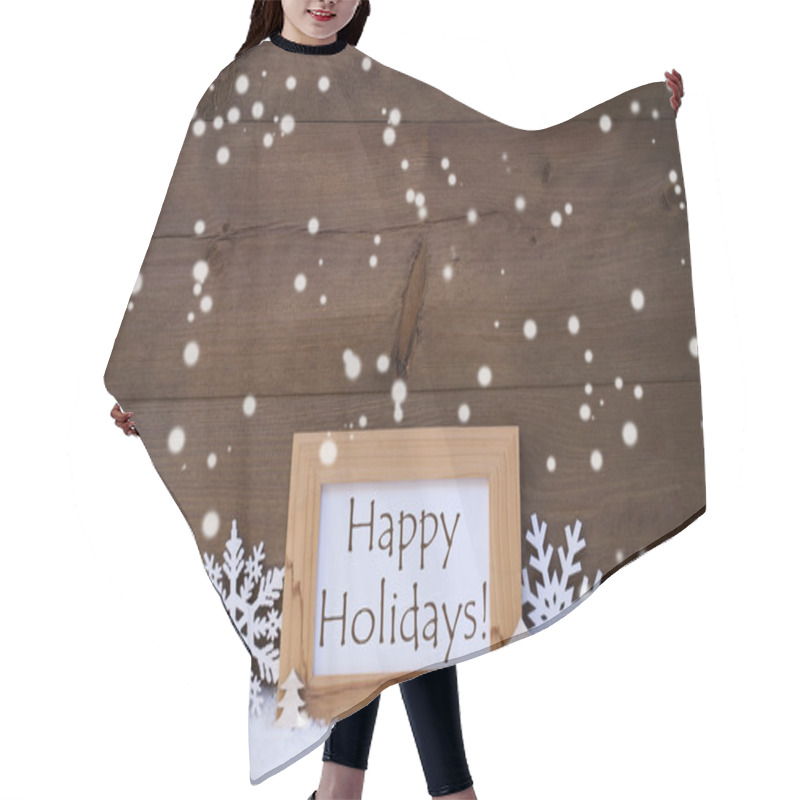 Personality  White Christmas Decoration Text Happy Holidays, Snow, Snowflakes Hair Cutting Cape