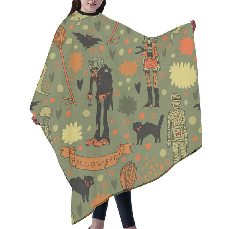 Personality  Halloween Spooky Background. Hair Cutting Cape