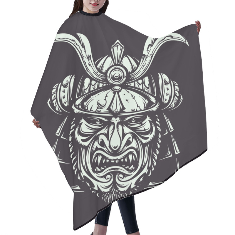 Personality  Vector Samurai Mask Hair Cutting Cape