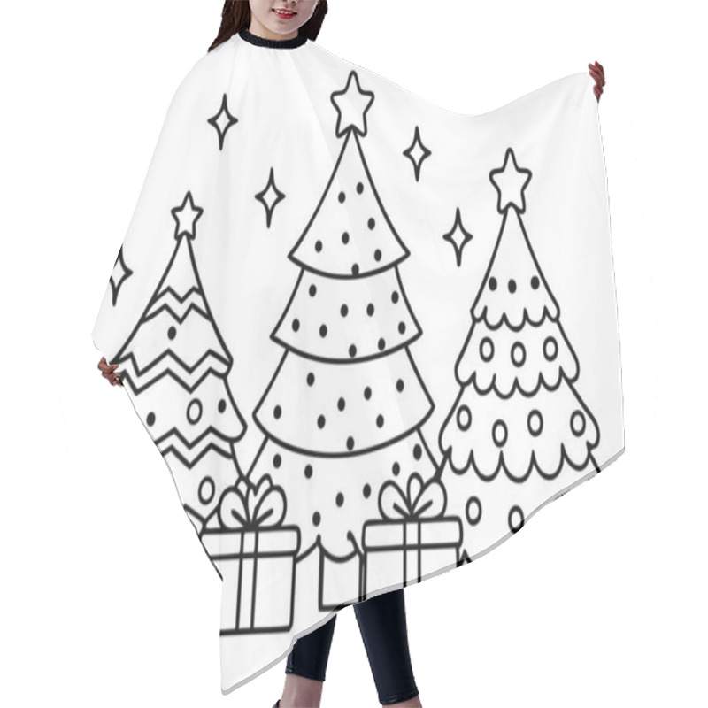 Personality  Festive Christmas Scene With Decorated Trees And Gifts Hair Cutting Cape