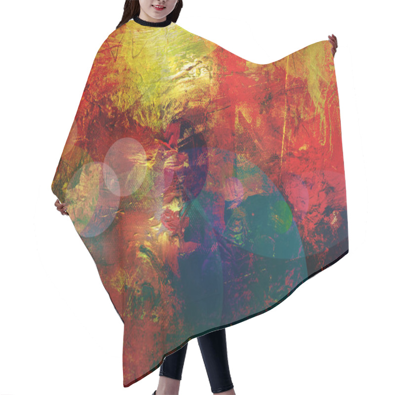 Personality  Abstract Painting In Mixed Media Style Hair Cutting Cape