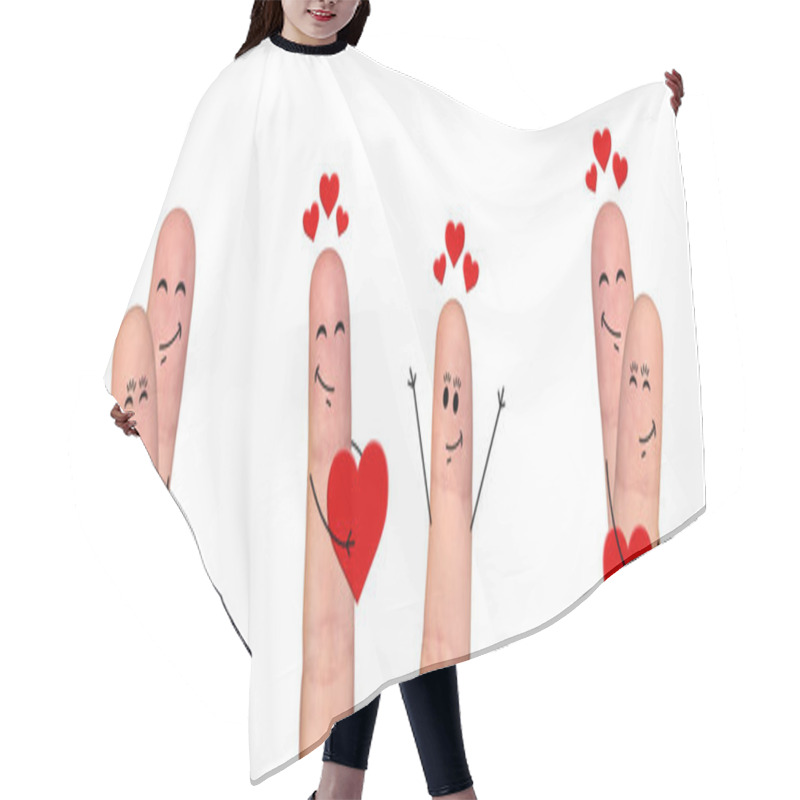 Personality  Happy Finger Couple In Love Celebrating Valentine's Day Hair Cutting Cape