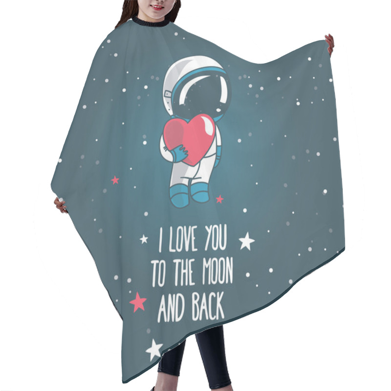 Personality  Cute Hand Drawn Astronaut With Heart Hair Cutting Cape