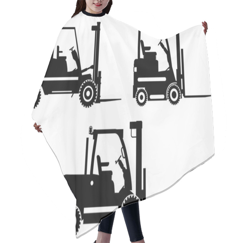 Personality  Forklifts. Heavy Construction Machines. Vector Illustration Hair Cutting Cape