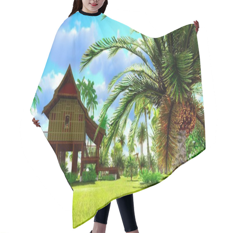 Personality  Tropical Beach House In The Tropics 3d Rendering Hair Cutting Cape