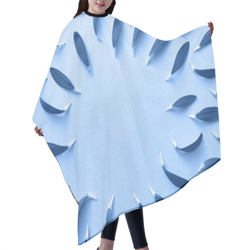 Personality  Classic Blue Background Made Of Flower Petals, Copy Space.  Hair Cutting Cape