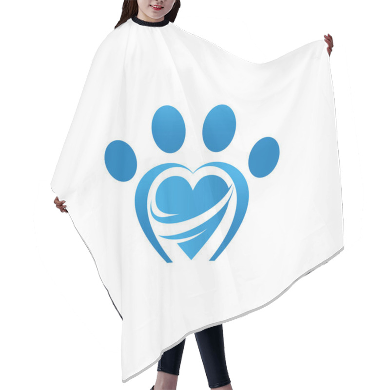 Personality  Dog Footprint Logo Vector With Heart Hair Cutting Cape