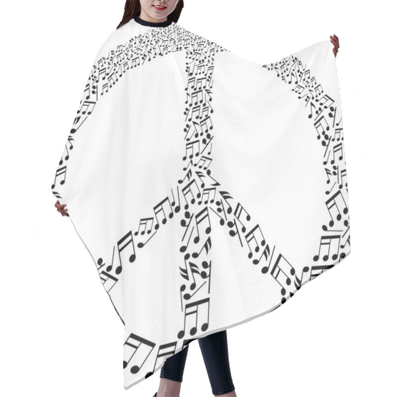 Personality  Peace Sign With Musical Notes Pattern Hair Cutting Cape