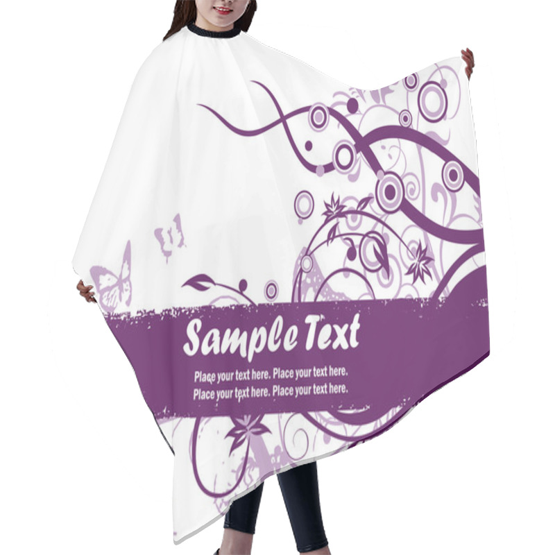 Personality  Purple Floral Pattern With Butterfly Hair Cutting Cape